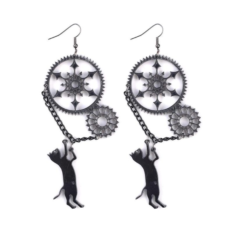 Boucles D'oreilles Longues Punk Noires