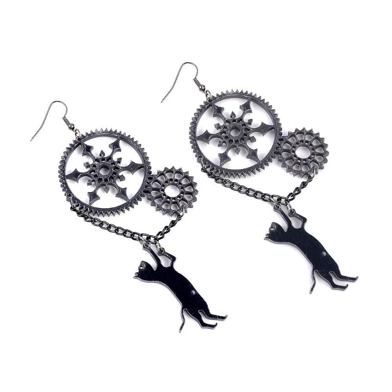 Boucles D'oreilles Longues Punk Noires