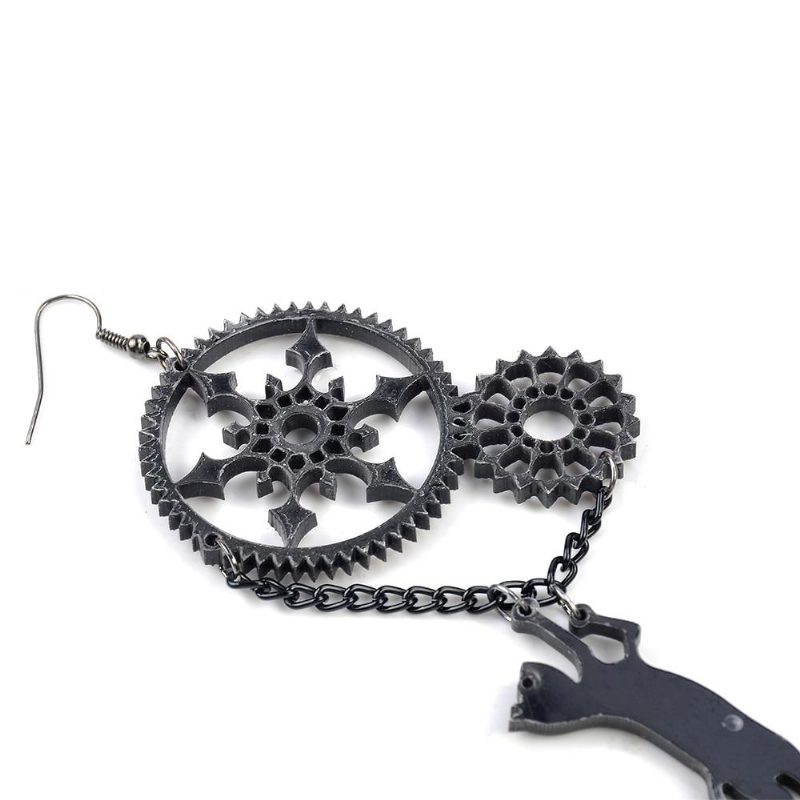 Boucles D'oreilles Longues Punk Noires