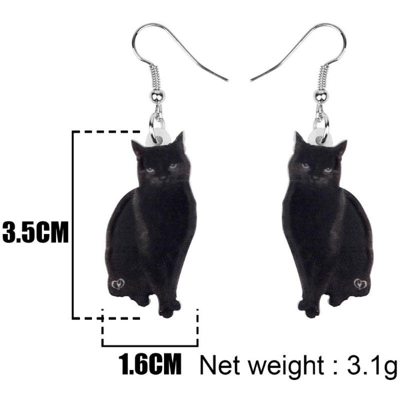 Boucles D'oreilles Pendantes En Forme De Chat Noir