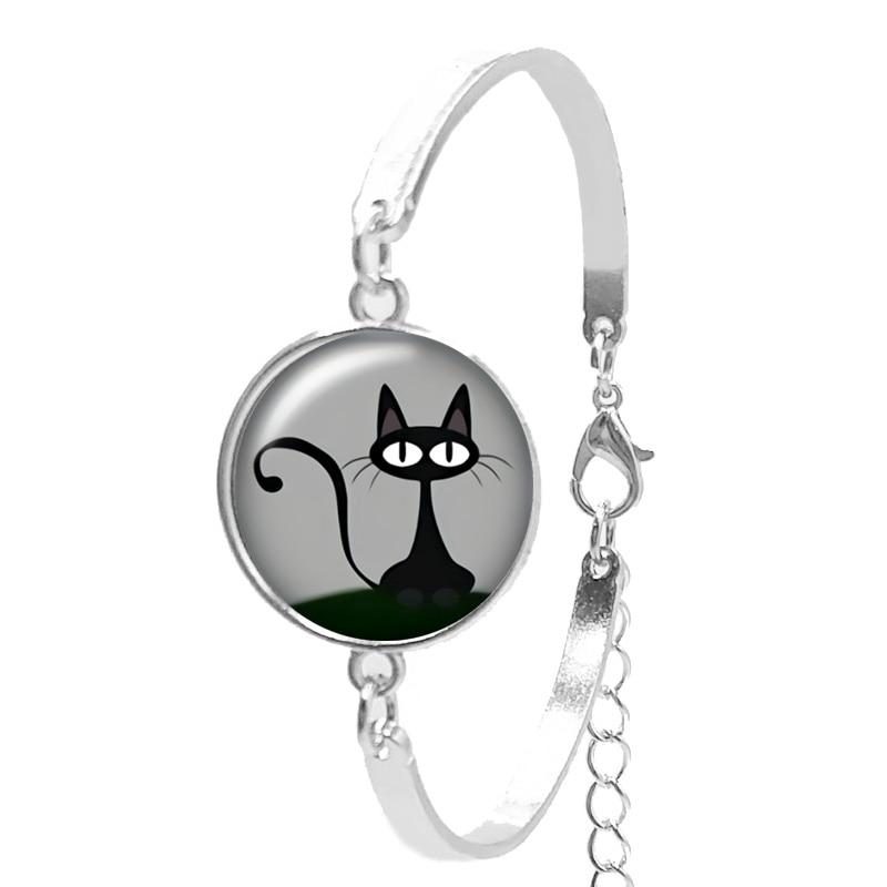 Bracelet Rond Convexe En Verre Chat