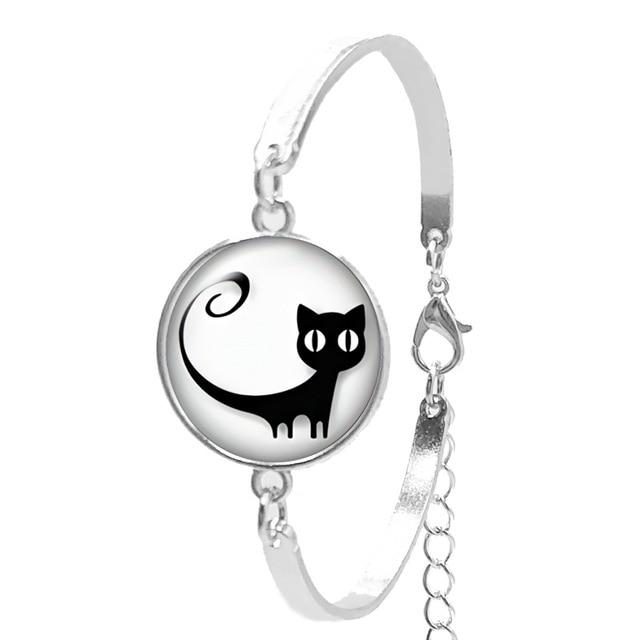 Bracelet Rond Convexe En Verre Chat