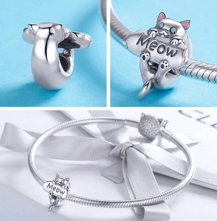 Breloque De Bracelet Chat Miaou Jouant