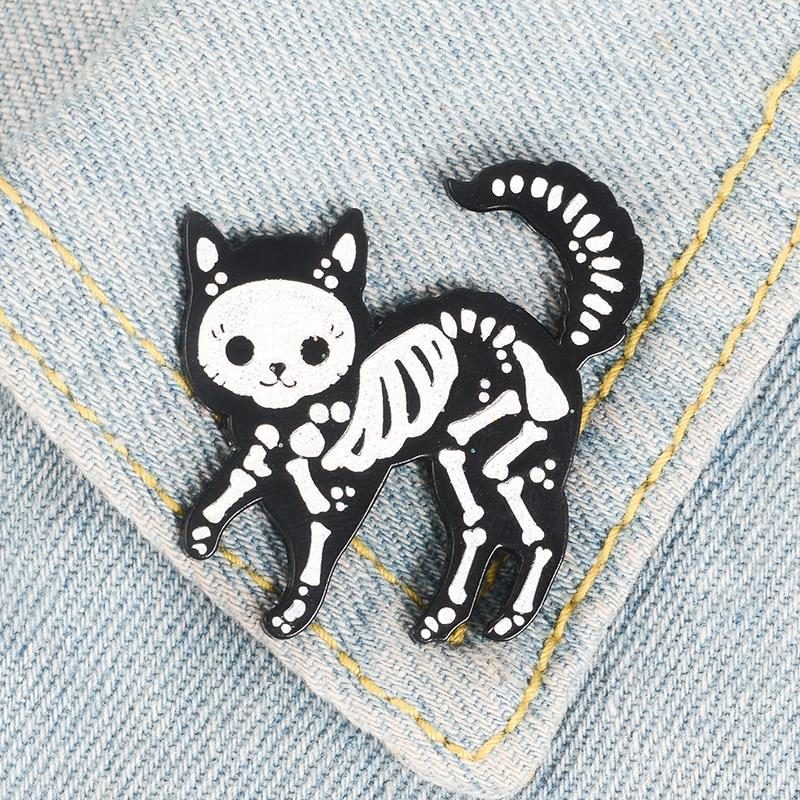 Broche De Chat Squelette De Crâne