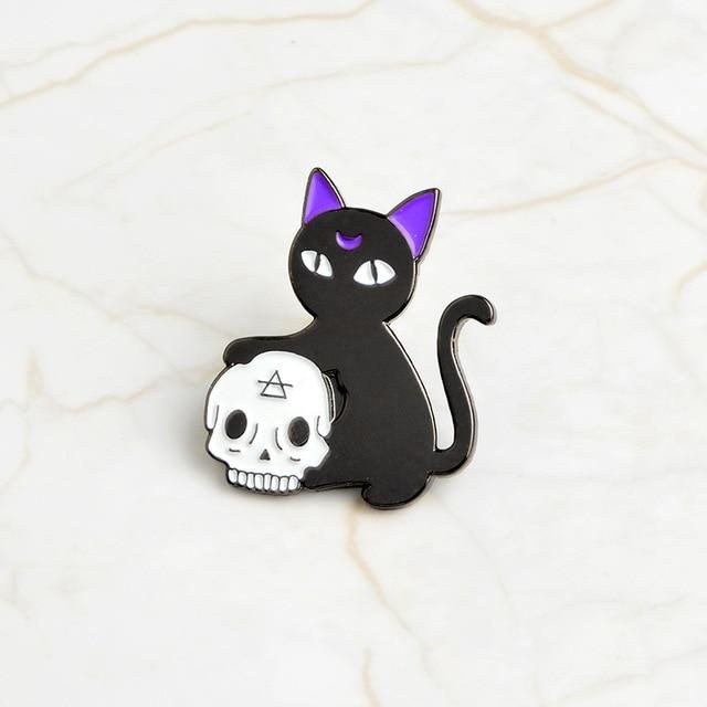 Broche Tête De Mort Tête De Mort Chat Noir