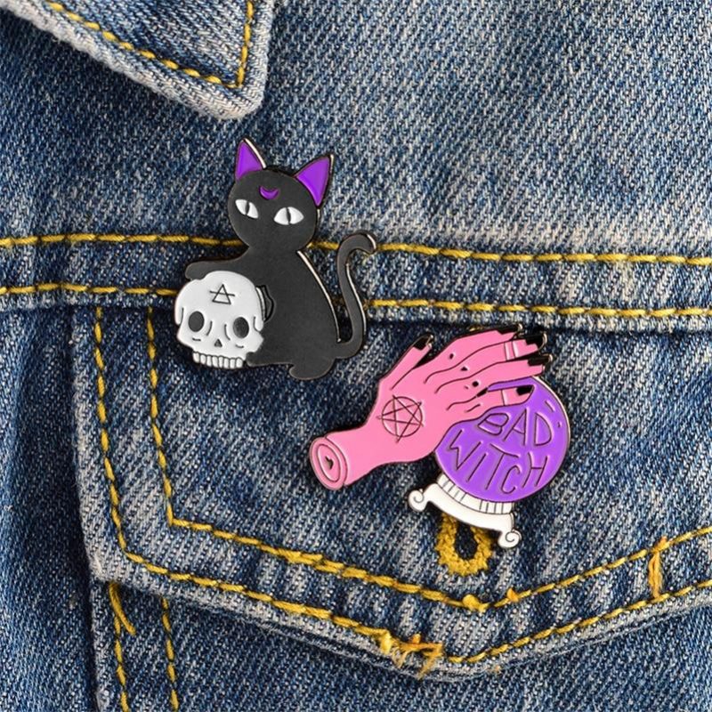 Broche Tête De Mort Tête De Mort Chat Noir