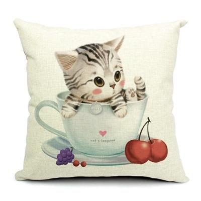 Chat Dans Une Tasse Taies D'oreiller