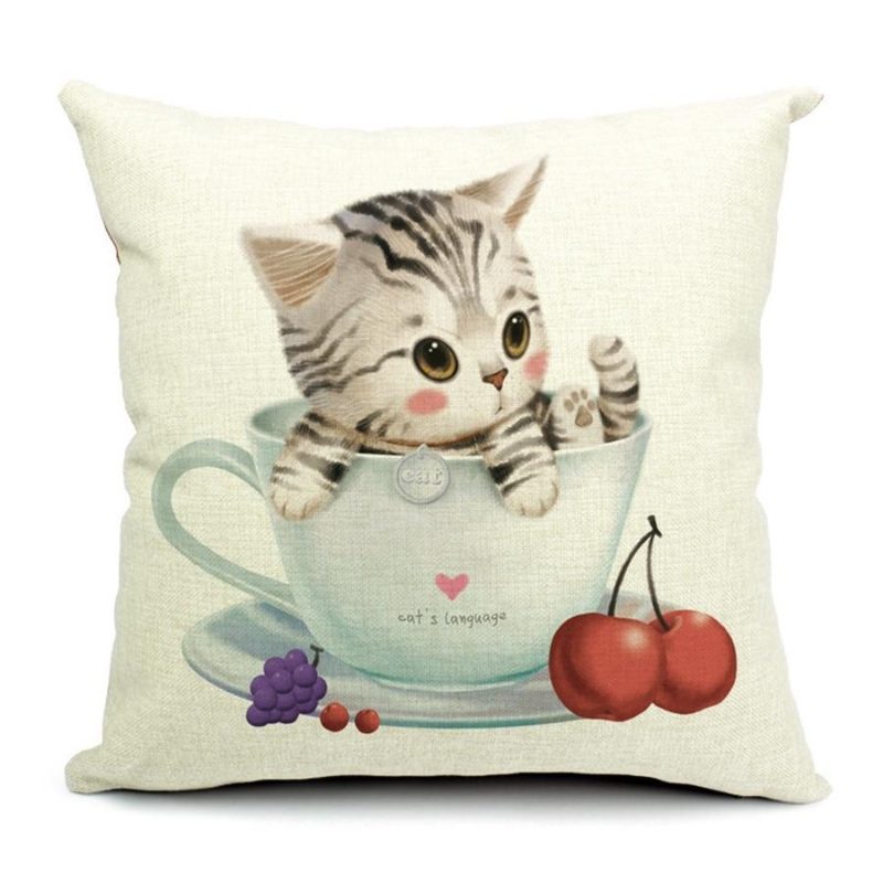 Chat Dans Une Tasse Taies D'oreiller