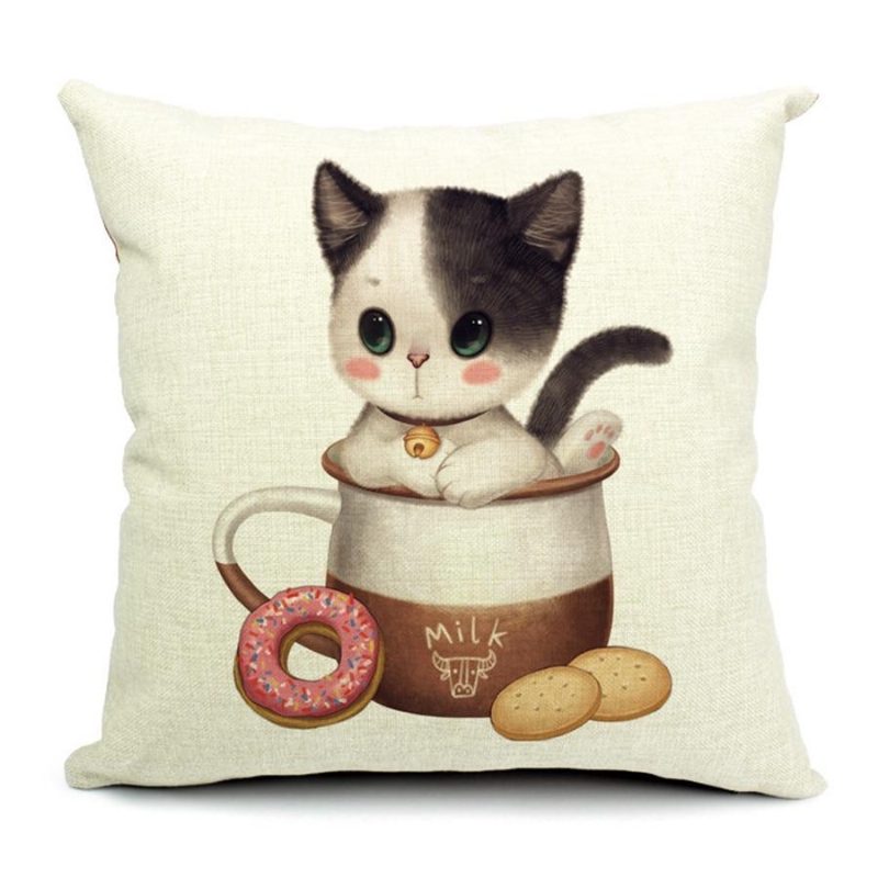 Chat Dans Une Tasse Taies D'oreiller