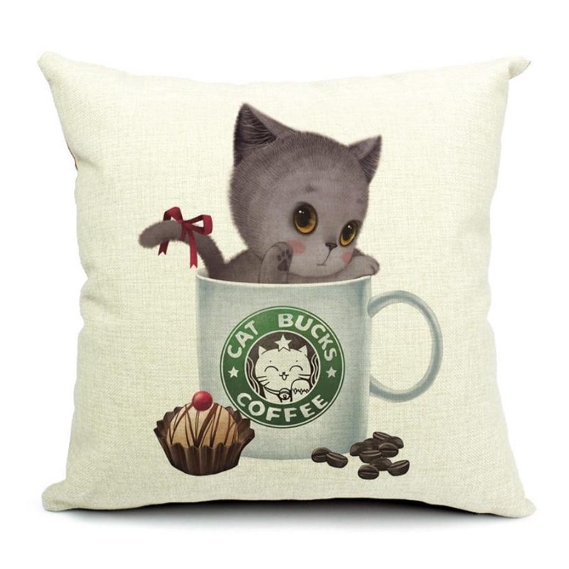 Chat Dans Une Tasse Taies D'oreiller