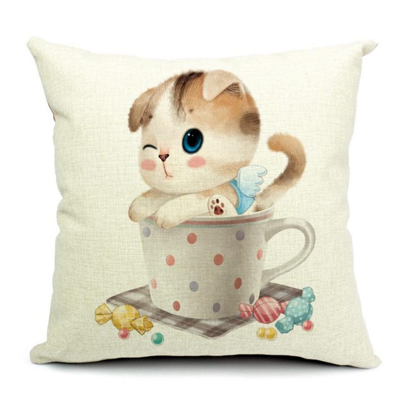 Chat Dans Une Tasse Taies D'oreiller