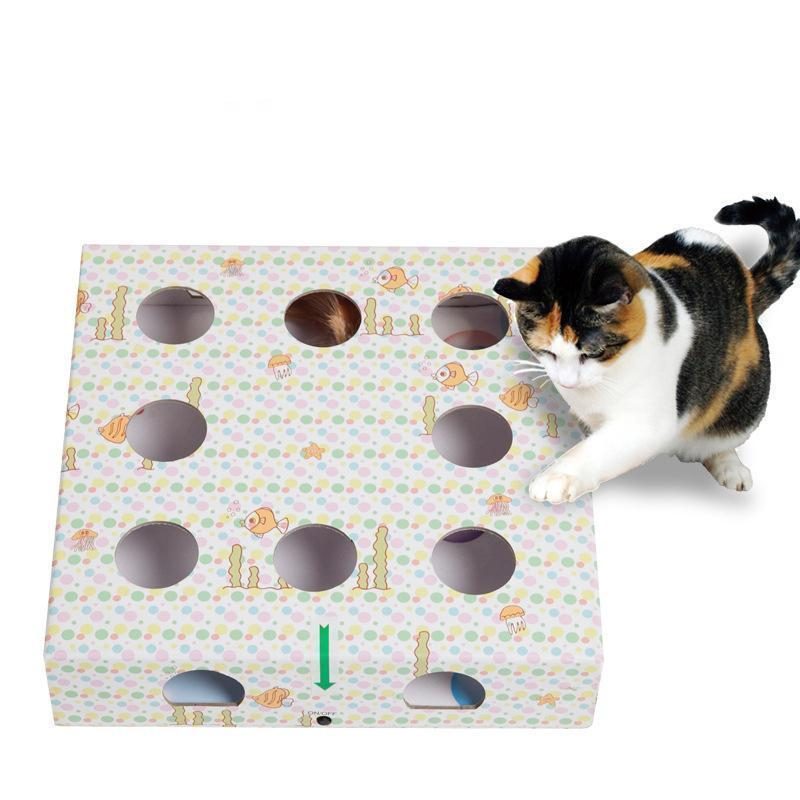 Chat Grattant Puzzle Jouet Cacher Boîte Avec Plume Électrique