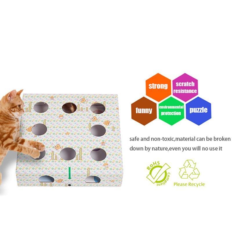 Chat Grattant Puzzle Jouet Cacher Boîte Avec Plume Électrique