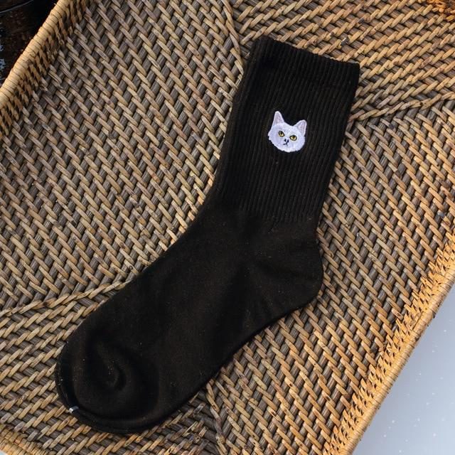 Chaussettes À Motif Chat Brodé