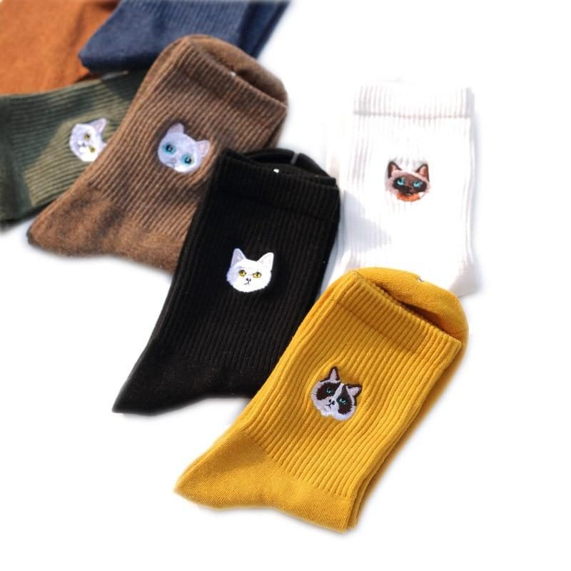 Chaussettes À Motif Chat Brodé