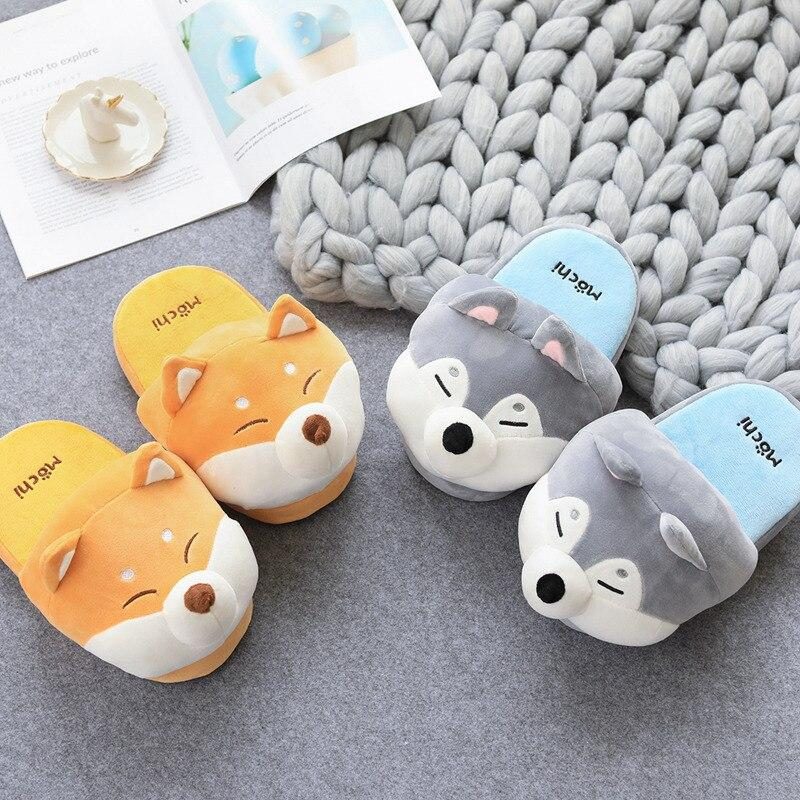 Chaussons En Peluche Shiba Inu Et Husky