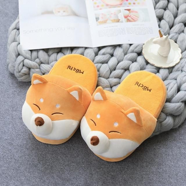 Chaussons En Peluche Shiba Inu Et Husky