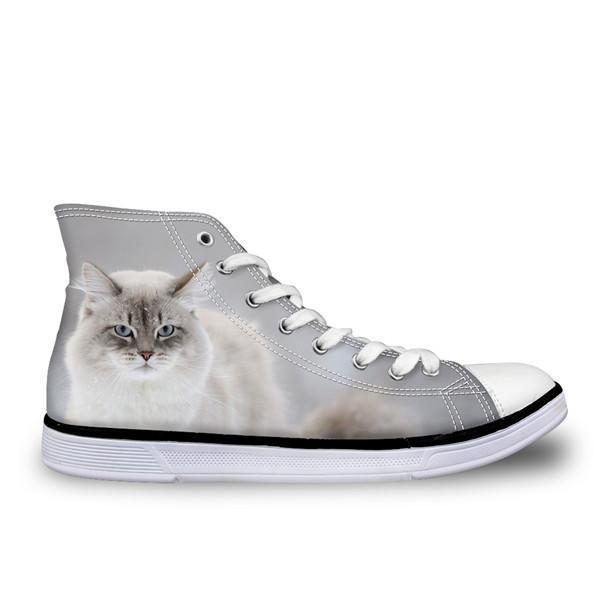 Chaussures De Chat Blanc Neige En Toile Pour Femmes Élégantes