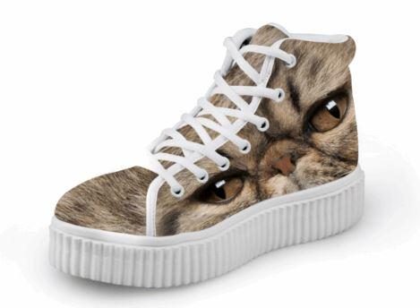 Chaussures De Chat D'impression 3d Plate-forme À Lacets De Luxe