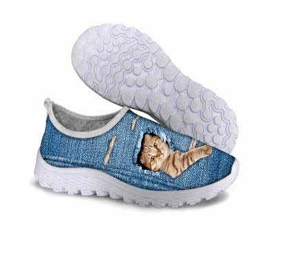 Chaussures De Maille D'air D'impression De Chat De Patron Mignon