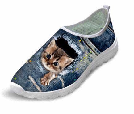 Chaussures De Maille D'air D'impression De Chat De Style Mignon