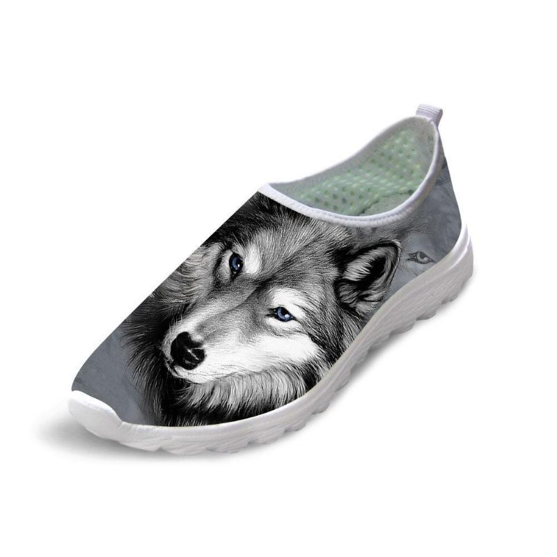 Chaussures Décontractées En Maille 3d Cool Dog Imprimé Slip-on