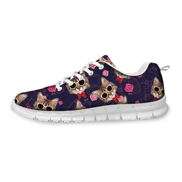 Chaussures Sneaker Design Motif Chat Violet