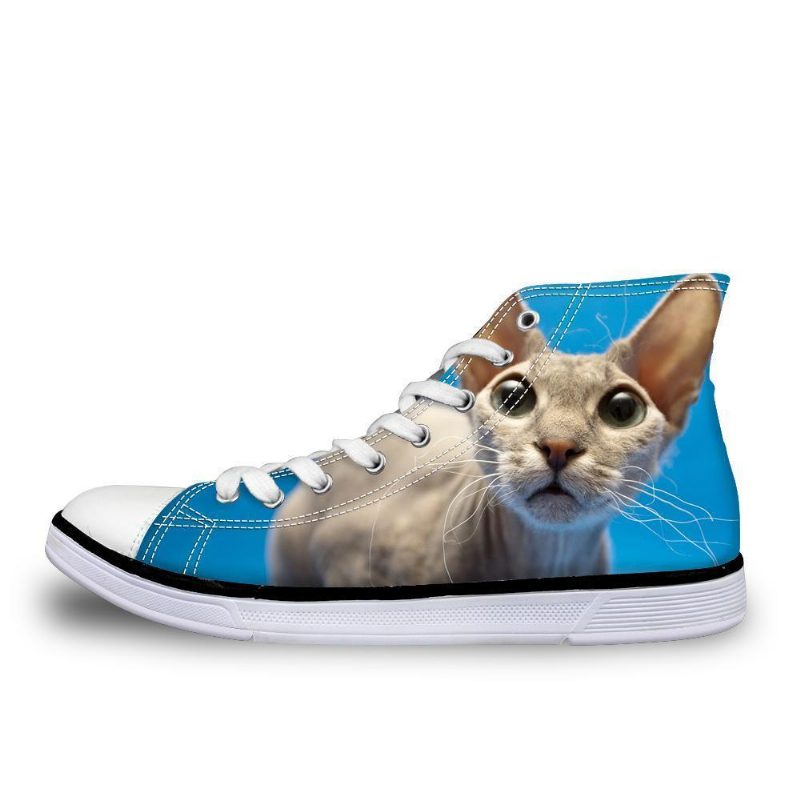 Chaussures Vintage Montantes Imprimées De Chat Mignon Sans Poil Cool