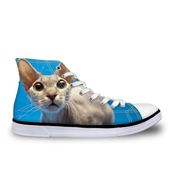 Chaussures Vintage Montantes Imprimées De Chat Mignon Sans Poil Cool