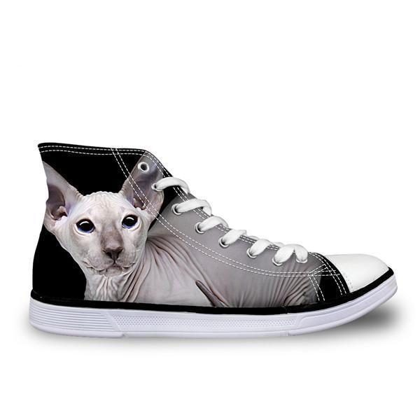 Chaussures Vintage Montantes Imprimées De Chat Timide Sans Poils Cool