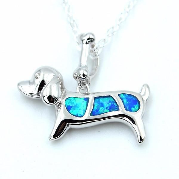 Chien De Bijoux En Pierre D'opale Bleue