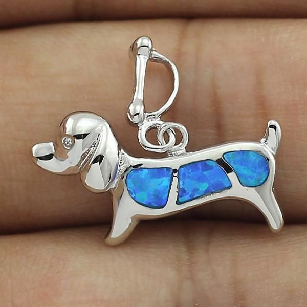 Chien De Bijoux En Pierre D'opale Bleue