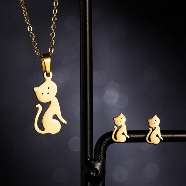 Collier De Chat Boucles D'oreilles Ensemble De Bijoux