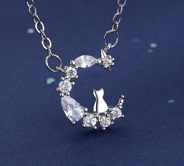 Collier De Chat De Lune En Cristal