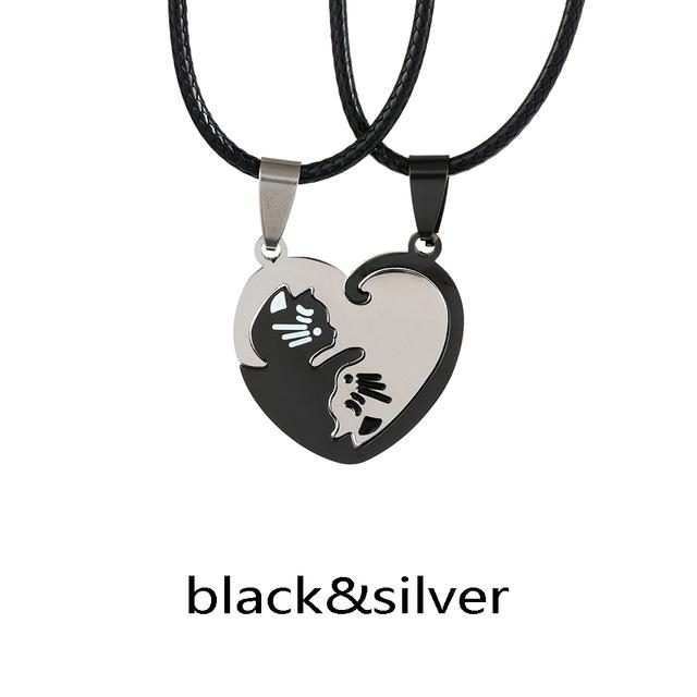 Collier De Couple Pendentif Puzzle Chat