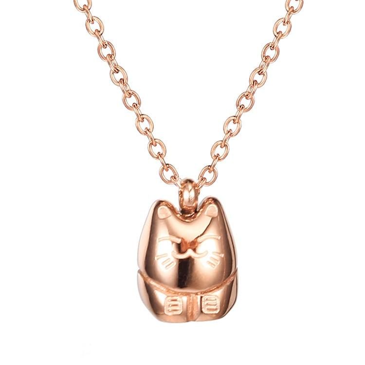 Collier Pendentif Chat En Or Rose