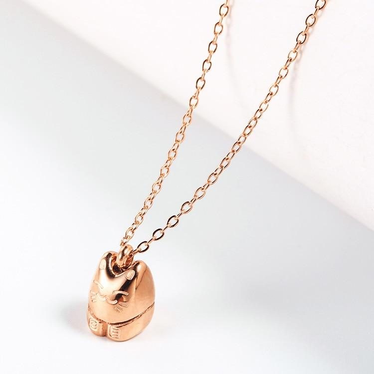 Collier Pendentif Chat En Or Rose