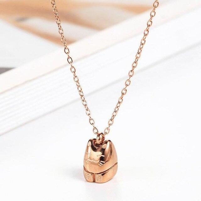 Collier Pendentif Chat En Or Rose