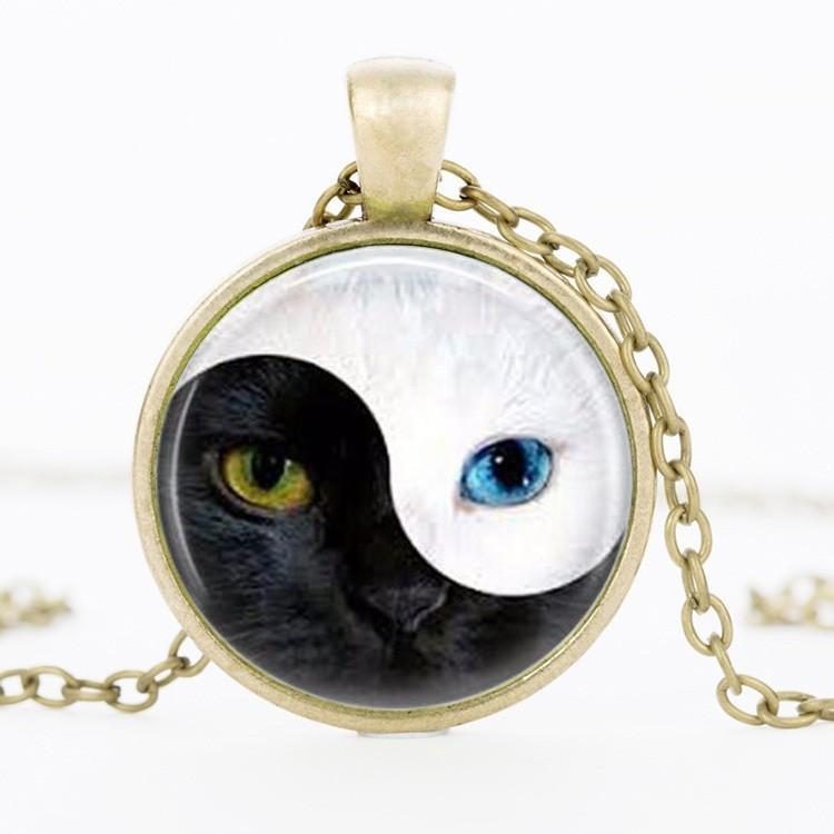 Collier Pendentif Chat Yin Yang