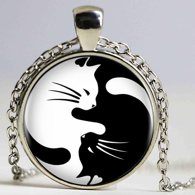 Collier Pendentif Chats Yin Yang