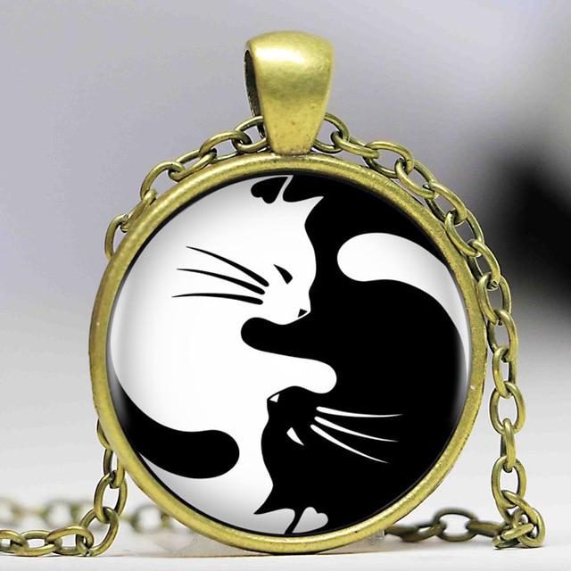 Collier Pendentif Chats Yin Yang