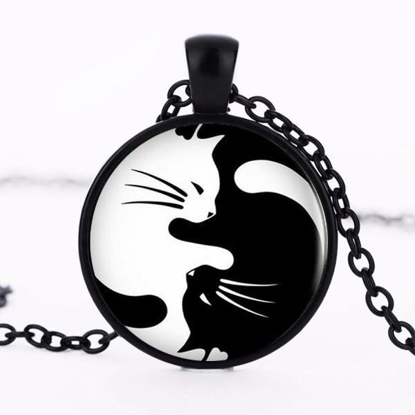 Collier Pendentif Chats Yin Yang