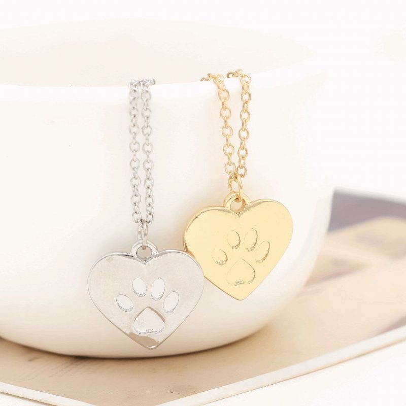 Collier Pendentif Chien Patte De Coeur