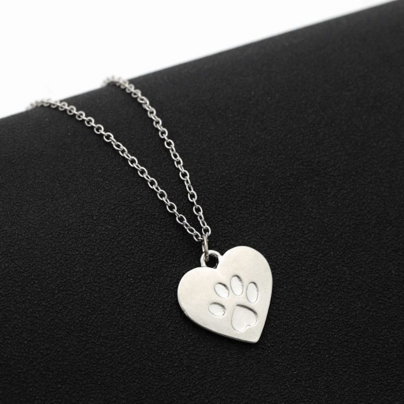 Collier Pendentif Chien Patte De Coeur