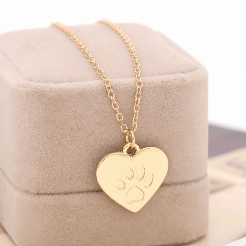 Collier Pendentif Chien Patte De Coeur