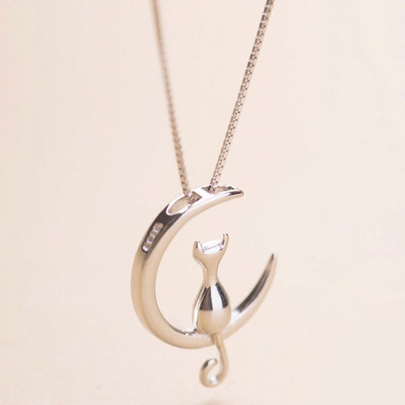 Collier Pendentif Lune De Chat