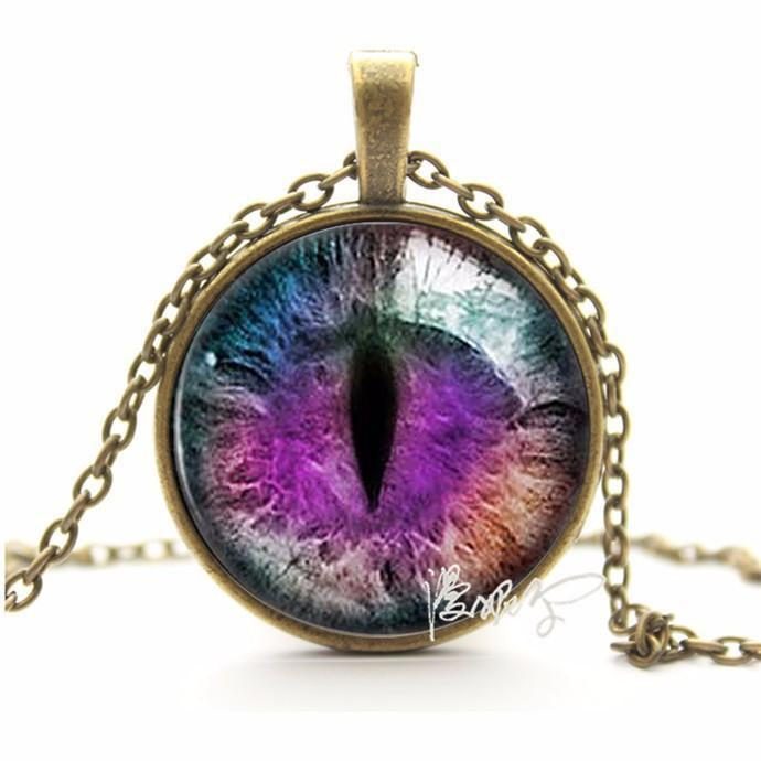 Collier Pendentif Oeil De Chat Vitrage