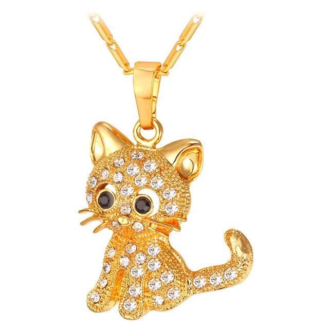 Colliers De Pendentifs En Strass Chat Mignon