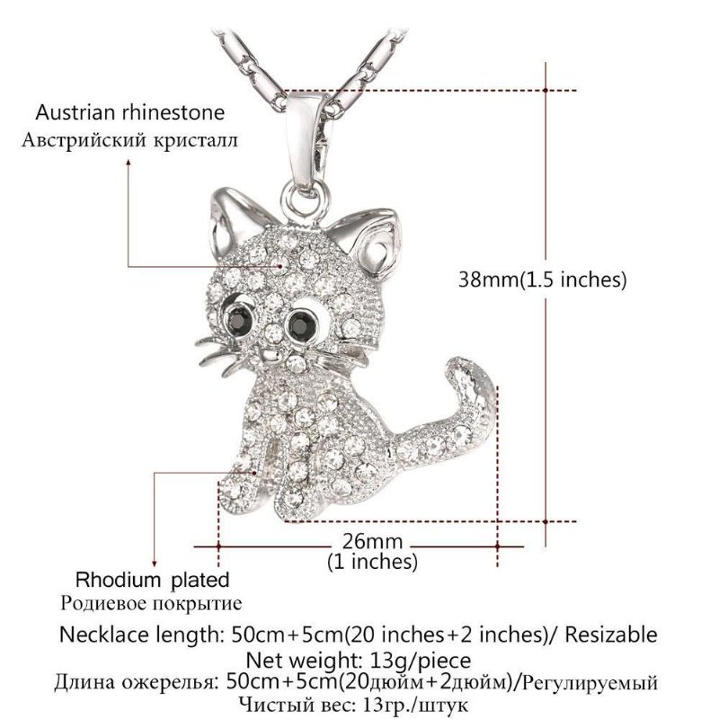 Colliers De Pendentifs En Strass Chat Mignon