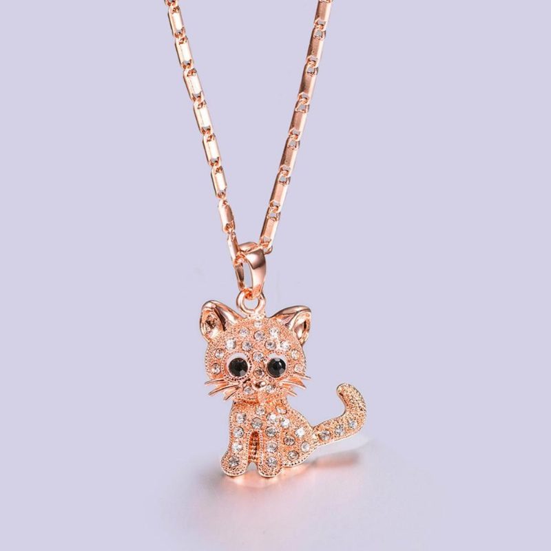 Colliers De Pendentifs En Strass Chat Mignon